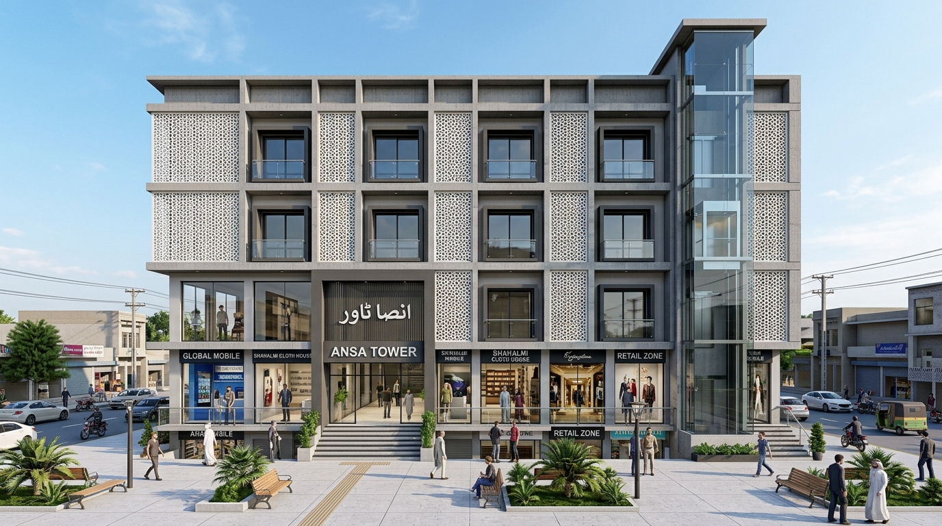 Ansa Tower Shahalmi Lahore Commercial Plaza exterior render